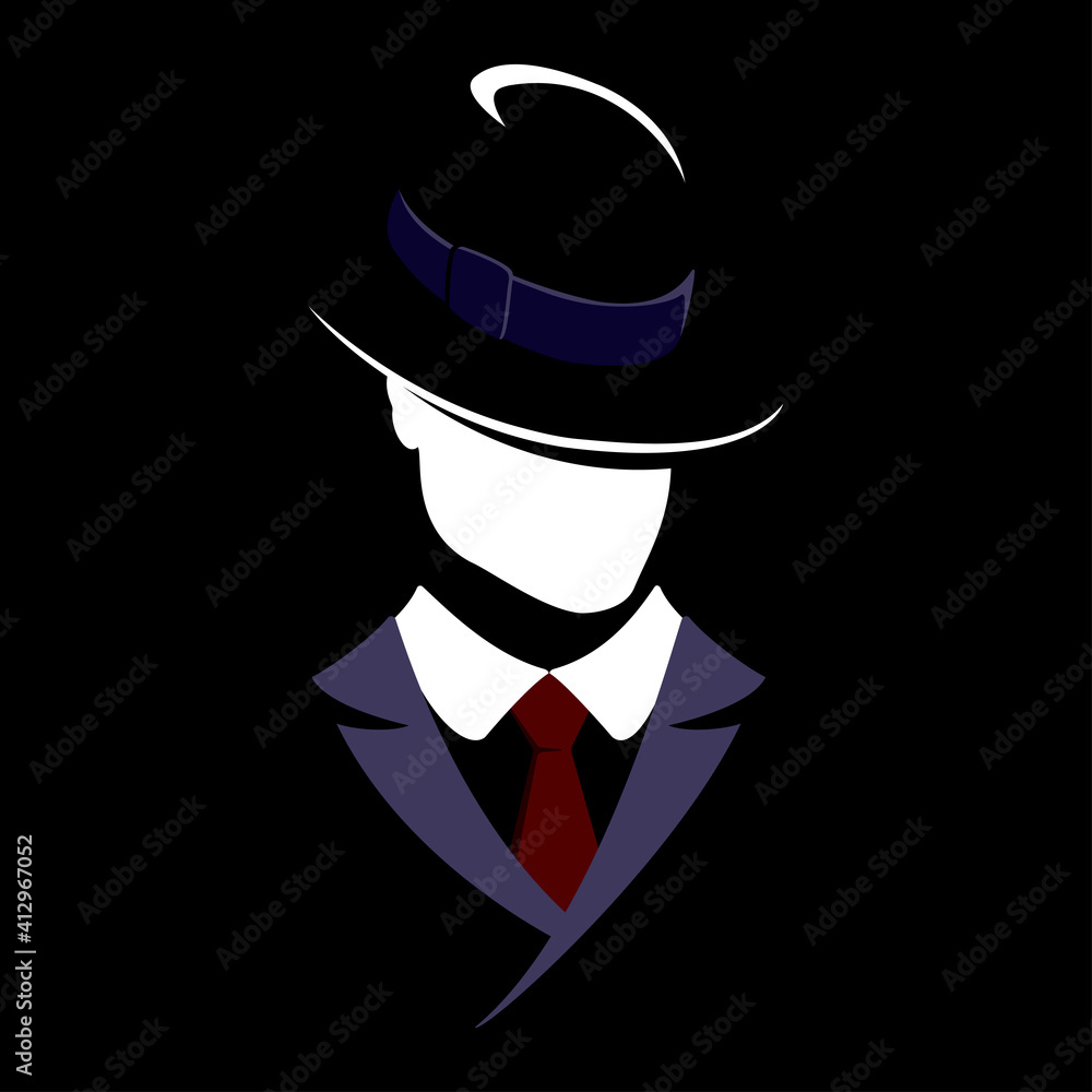 A man in a hat and business suit with a tie. A man in a hat and business suit with a tie.