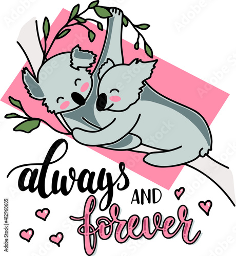 Canvas Print Pair of koalas in love