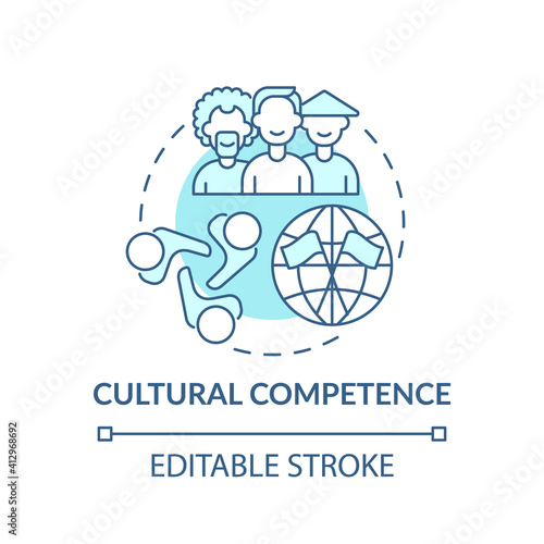 Cultural competence concept icon. Language learning competence idea thin line illustration. Multicultural, intercultural competence. Vector isolated outline RGB color drawing. Editable stroke