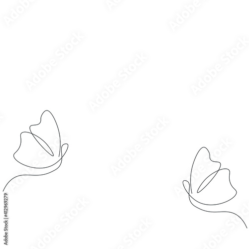 Butterfly fly line drawing, vector illustration	