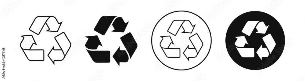Set of recycle icon. Reuse symbol. Recycling and rotation arrow icon. Set of recycle icon. Reuse symbol. Recycling and rotation arrow icon.
