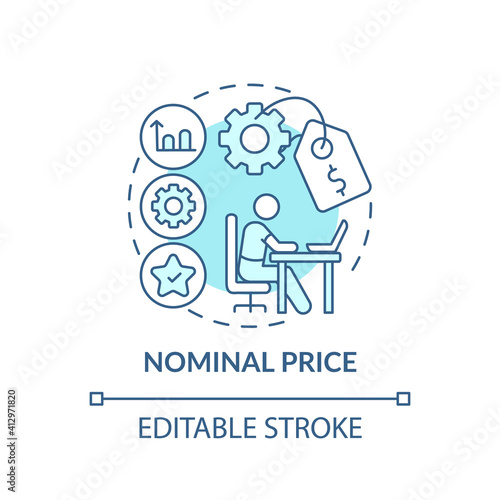 Nominal price concept icon. Online language courses benefit idea thin line illustration. Lower price than for traditional education. Vector isolated outline RGB color drawing. Editable stroke