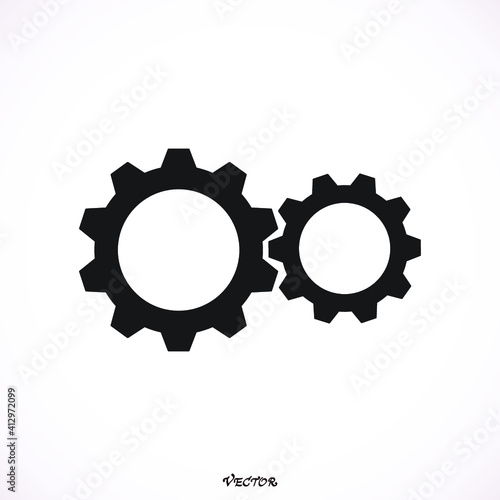 Gears icon, vector, flat design