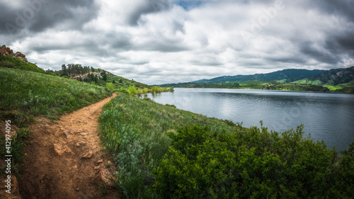 Stormy clouds over Horsetooth Reservoir in Fort Collins, Colorado