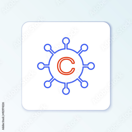 Line Copywriting network icon isolated on white background. Content networking symbol. Copyright sign. Copywriting network sign. Colorful outline concept. Vector.