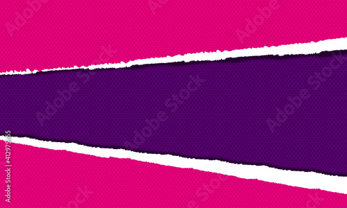 Purple and pink torn paper background. © Threecorint