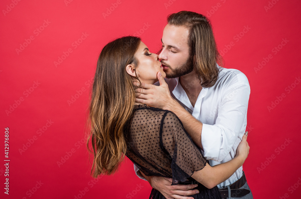 happy man and woman embrace and kiss, passion happy man and woman embrace and kiss, passion