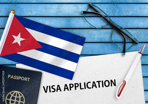 Photography Visa application form and flag of Cuba
