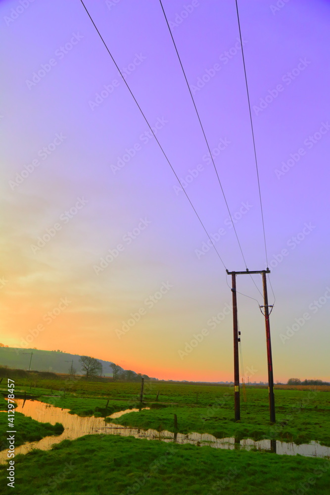 Electrical pole in Seaton Wetlands, Devon