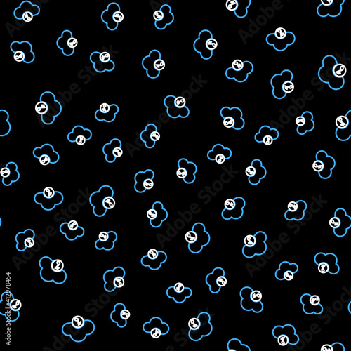 Line Music streaming service icon isolated seamless pattern on black background. Sound cloud computing, online media streaming, online song, audio wave. Vector.