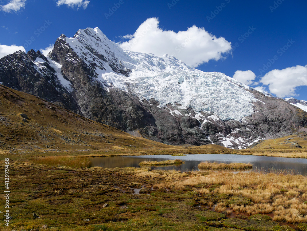 View on the mountains of Peru on the ausangate trek