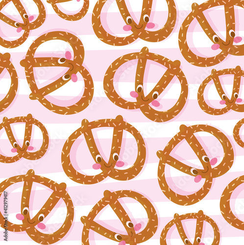 food pattern funny happy cartoon pretzels
