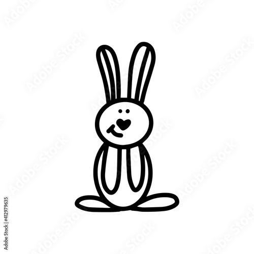 The Easter bunny. Big-eared Easter rabbit.Hand-drawn vector illustration in the doodle style. Design for Easter