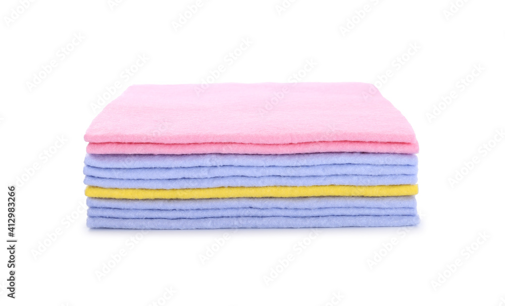 Fototapeta premium Stack of cleaning rags isolated on white