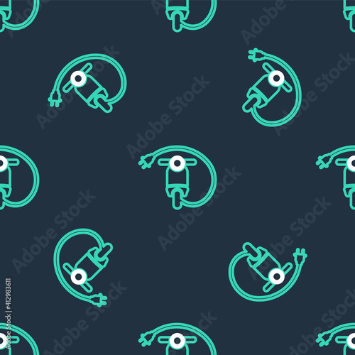 Line Electric scooter icon isolated seamless pattern on black background. Vector.