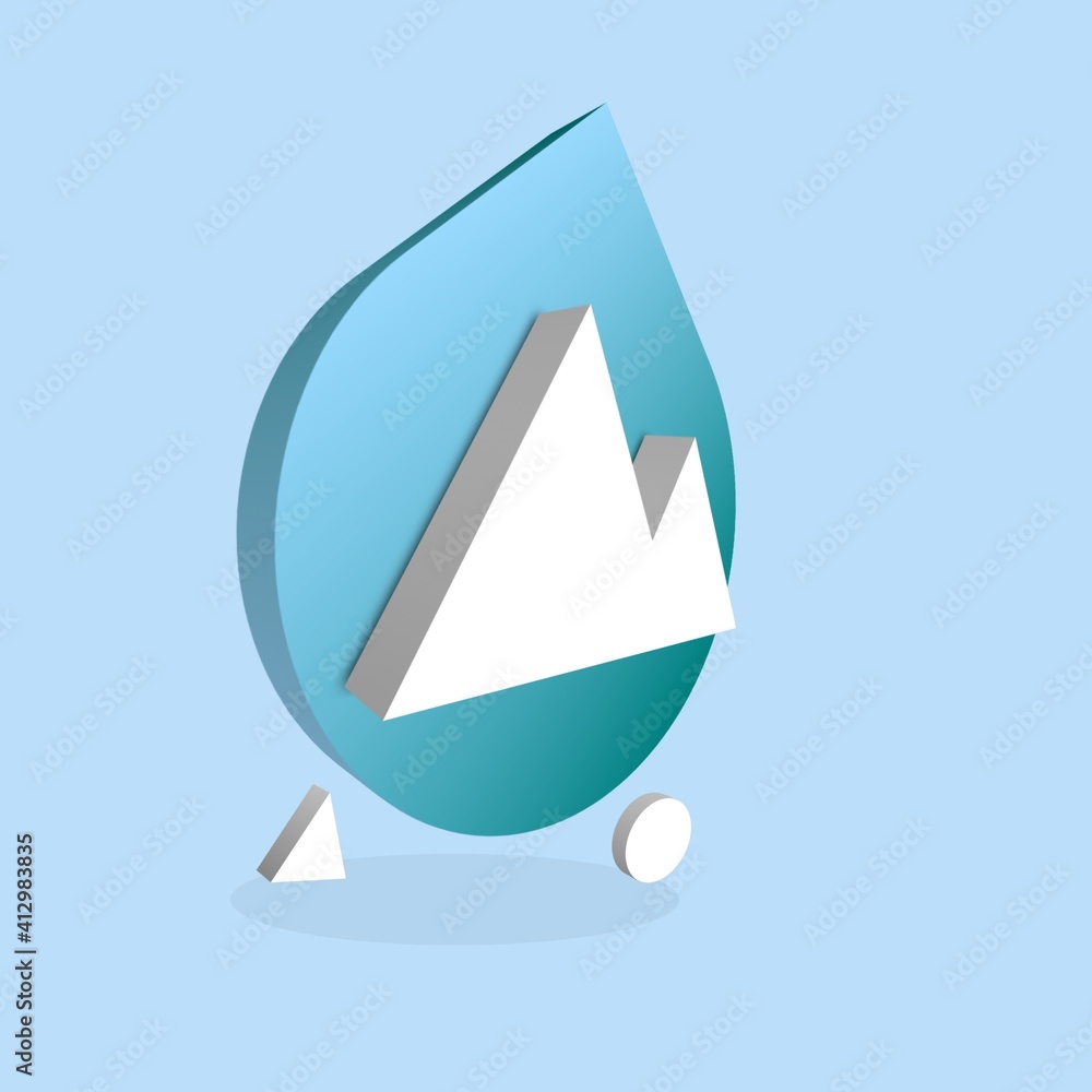 abstract 3d mountain icon on blue background. Video concept. 3d rendering abstract 3d mountain icon on blue background. Video concept. 3d rendering