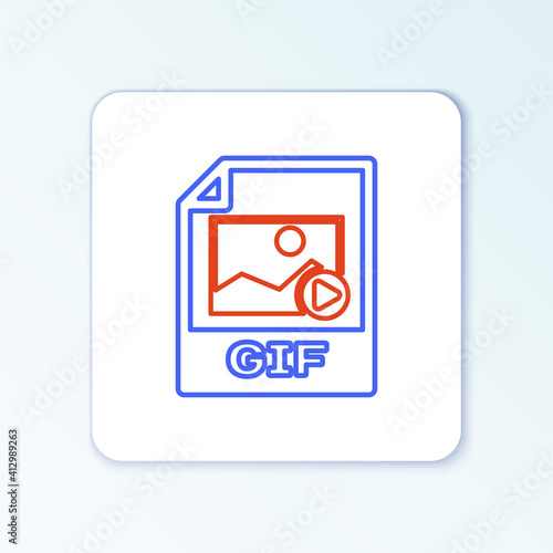 Line GIF file document. Download gif button icon isolated on white background. GIF file symbol. Colorful outline concept. Vector.