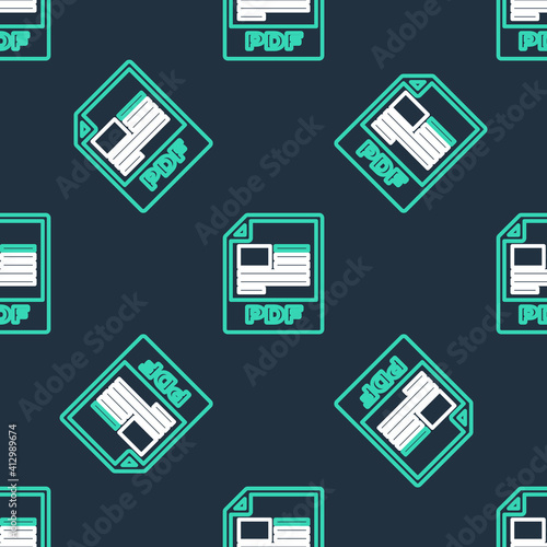 Line PDF file document. Download pdf button icon isolated seamless pattern on black background. PDF file symbol. Vector.