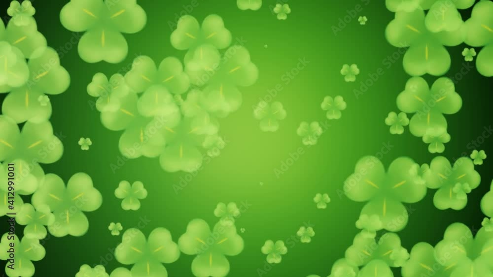 Shamrocks moving on a green background. St. Patrick's day animation Shamrocks moving on a green background. St. Patrick's day animation