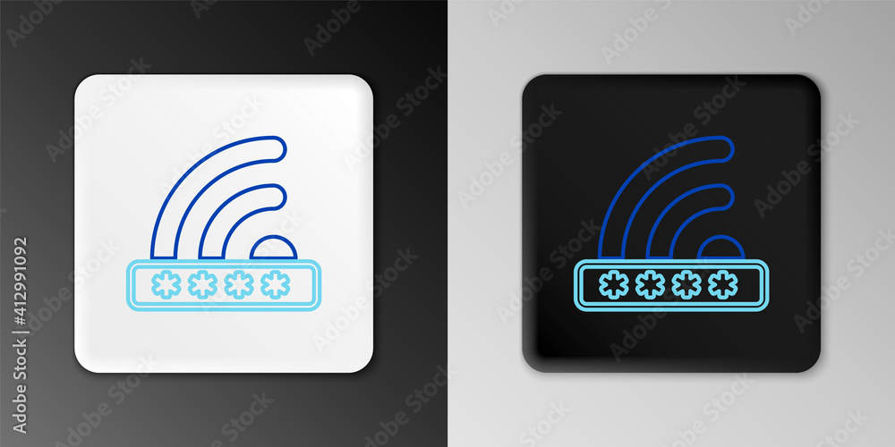 Line Wifi locked sign icon isolated on grey background. Password wi-fi symbol. Wireless Network icon. Wifi zone. Limited access. Colorful outline concept. Vector. Line Wifi locked sign icon isolated on grey background. Password wi-fi symbol. Wireless Network icon. Wifi zone. Limited access. Colorful outline concept. Vector.
