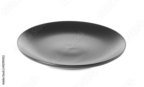 New ceramic plate isolated on white. Tableware