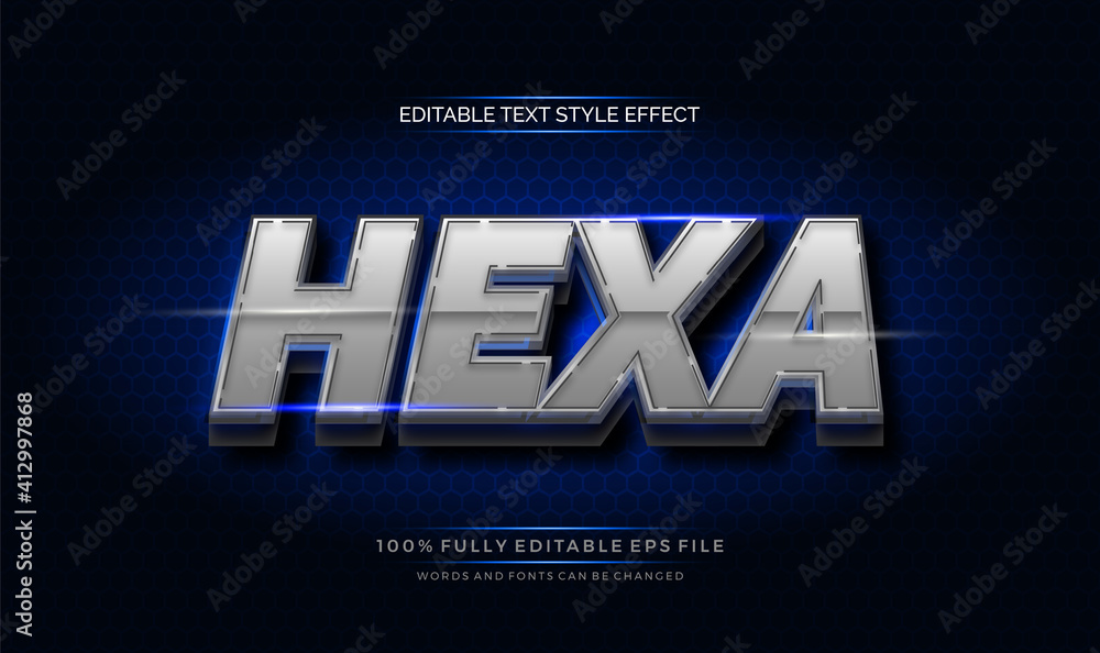 Obraz premium hexagonal chrome text effect. modern editable Text Style Effect