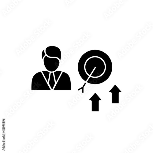 Achieving growth line icon. Personal growth concept. Achieving goals. Certification training. Growth plan. Filled flat sign. Isolated silhouette vector illustration