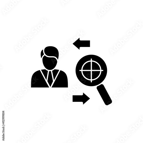 Find purpose glyph icon. Personal growth concept. Catch out goals. Self improving. Life purpose. Self development. Growth plan. Filled flat sign. Isolated silhouette vector illustration 