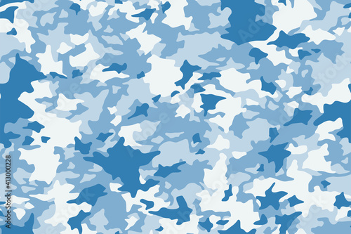 Full seamless ice blue camouflage skin pattern vector for decor and textile. Army camo design for hunting textile fabric printing and wallpaper. Design for fashion and home design.