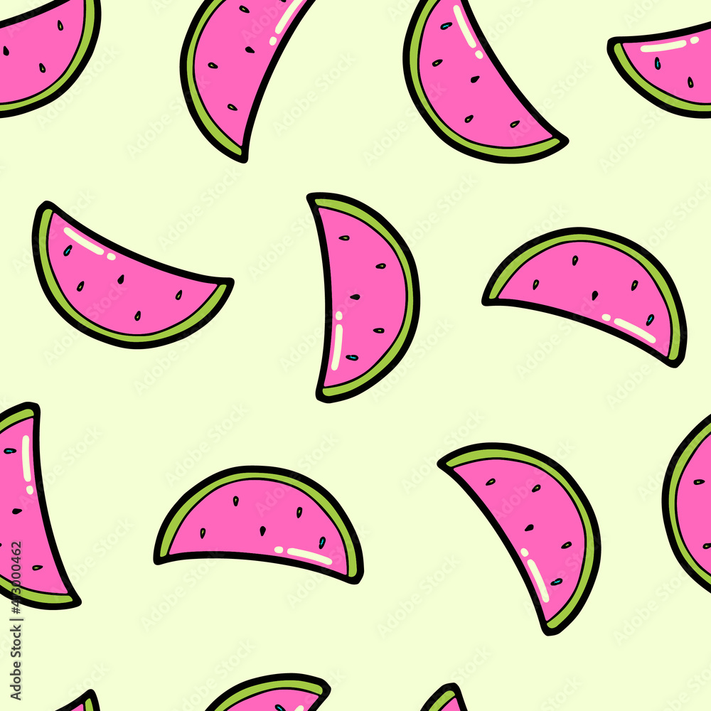 cute seamless pattern with hand drawn watermelons for summer prints, posters, wrapping paper, backgrounds, wallpaper, scrapbooking, textile, kids fashion, stationary, etc. cute seamless pattern with hand drawn watermelons for summer prints, posters, wrapping paper, backgrounds, wallpaper, scrapbooking, textile, kids fashion, stationary, etc.