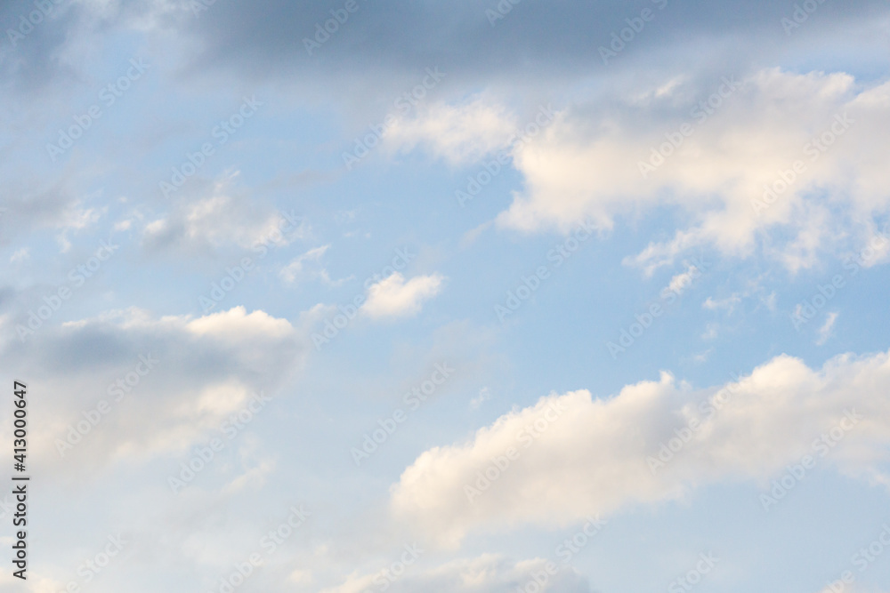 Blue sky with white clouds abstract background or texture.