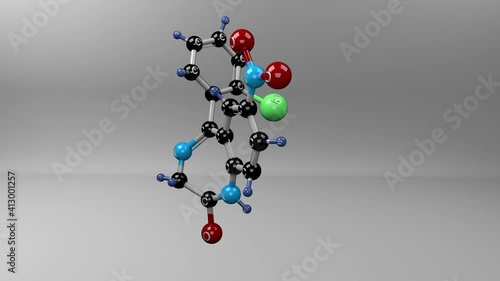 Clonazepam molecule. Molecular structure of klonopin, benzodiazepine anticonvulsant used as adjunctive therapy in management of epilepsy and panic disorder. Alpha channel.