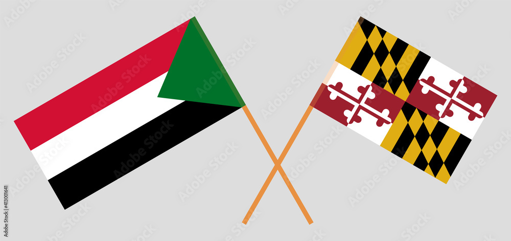 Crossed flags of the Sudan and the State of Maryland Crossed flags of the Sudan and the State of Maryland