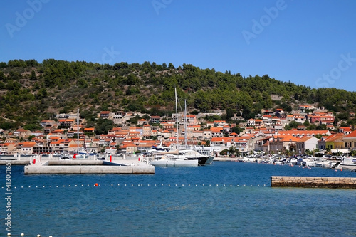 Vela Luka, small Mediterranean town on island Korcula, Croatia.