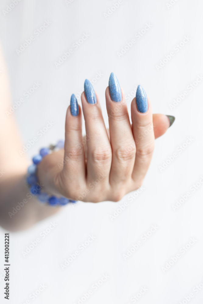 Mannequin Hands With Perfect Manicure And Blue Nail Polish Stock Photo -  Download Image Now - iStock