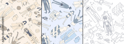 People on the beach. Seamless vector pattern.