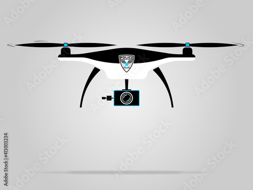 Black and white drone police