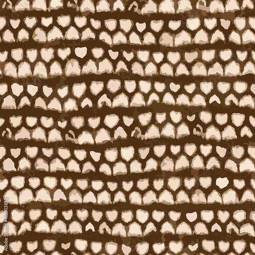 Full Seamless watercolor texture pattern illustration. Brown abstract rough shapes and horizontal lines vector for armchair, curtain and linens fabric print background.