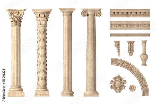 Obraz na plátně Classic antique marble columns set