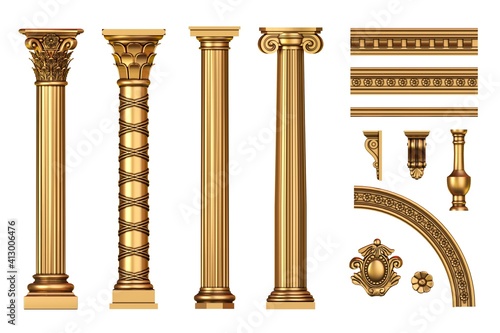 Fotografiet Classic antique golden columns set