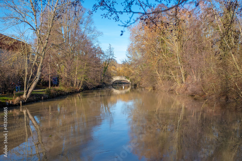 Bridge in winter in Brunoy, France