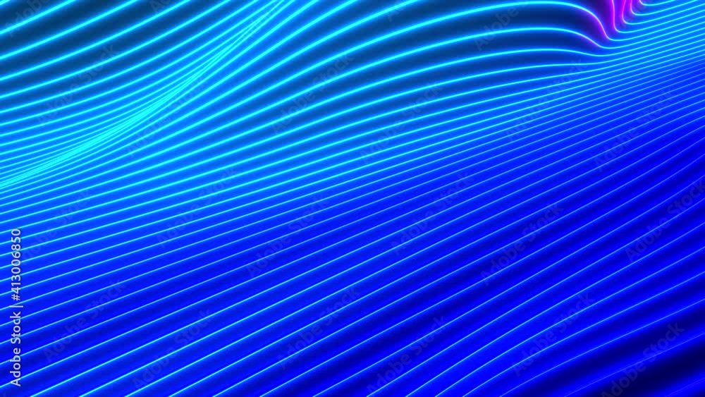 Abstract colorful wavy background in bright neon blue and purple colors. Modern colorful wallpaper. Seamless loop animation. 3d rendering. Abstract colorful wavy background in bright neon blue and purple colors. Modern colorful wallpaper. Seamless loop animation. 3d rendering.