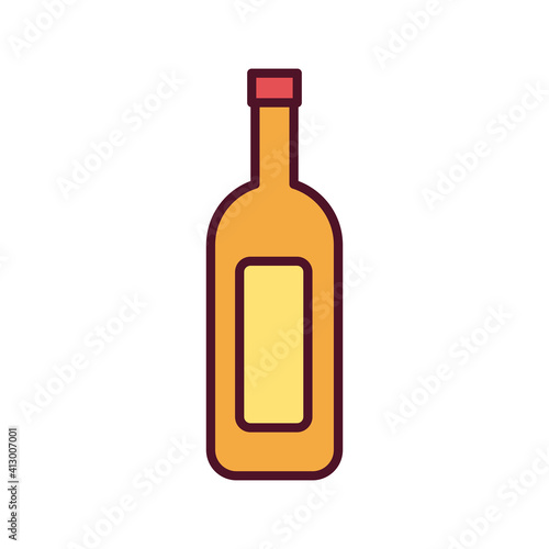 beverage yellow bottle line and fill icon