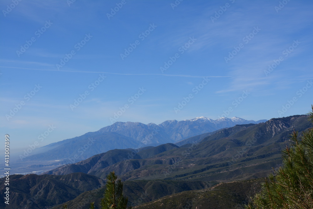 Mountain Range, daytime, blue sky