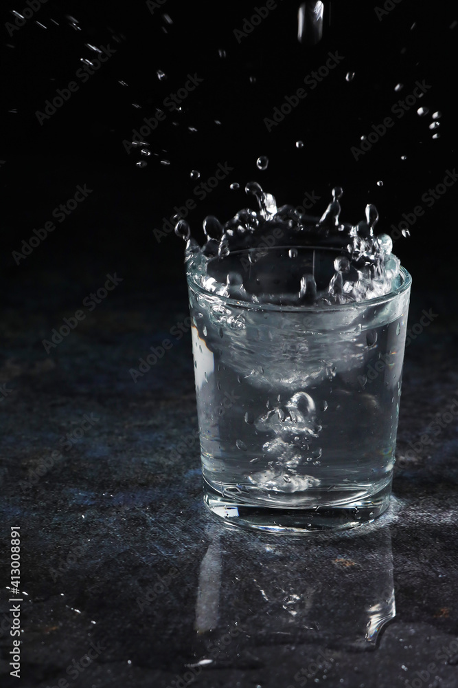 A glass with pure water splash A glass with pure water splash