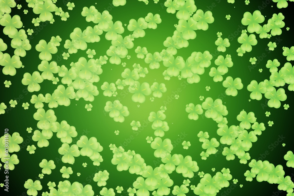 Shamrock leaves on a green background. Natural conceptual background. St. Patrick's day design 