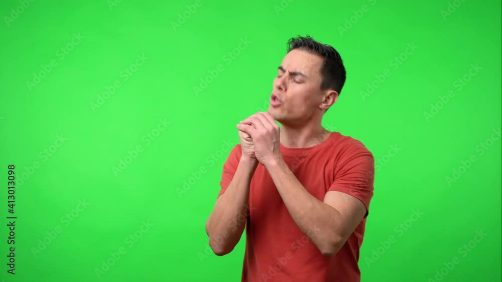 Man singing a ballad. Chroma green background. Man singing a ballad. Chroma green background.