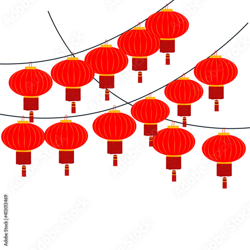 Chinese lanterns vector stock illustration. Isolated on a white background