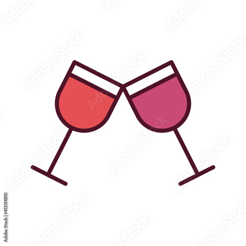 wine cups beverages toasting line and fill style icon