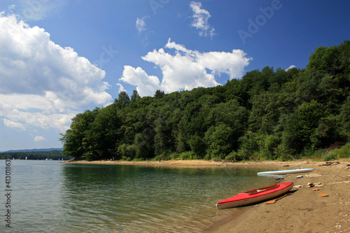 Kayak on the lake Solina, Bieszczady Mountains, Poland